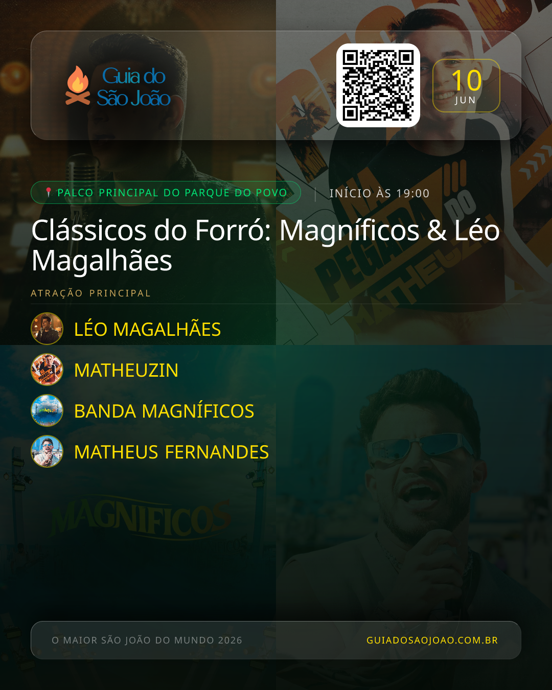 Card do evento Clássicos do Forró: Magníficos & Léo Magalhães