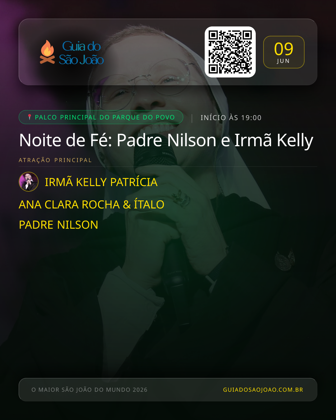 Card do evento Noite de Fé: Padre Nilson e Irmã Kelly