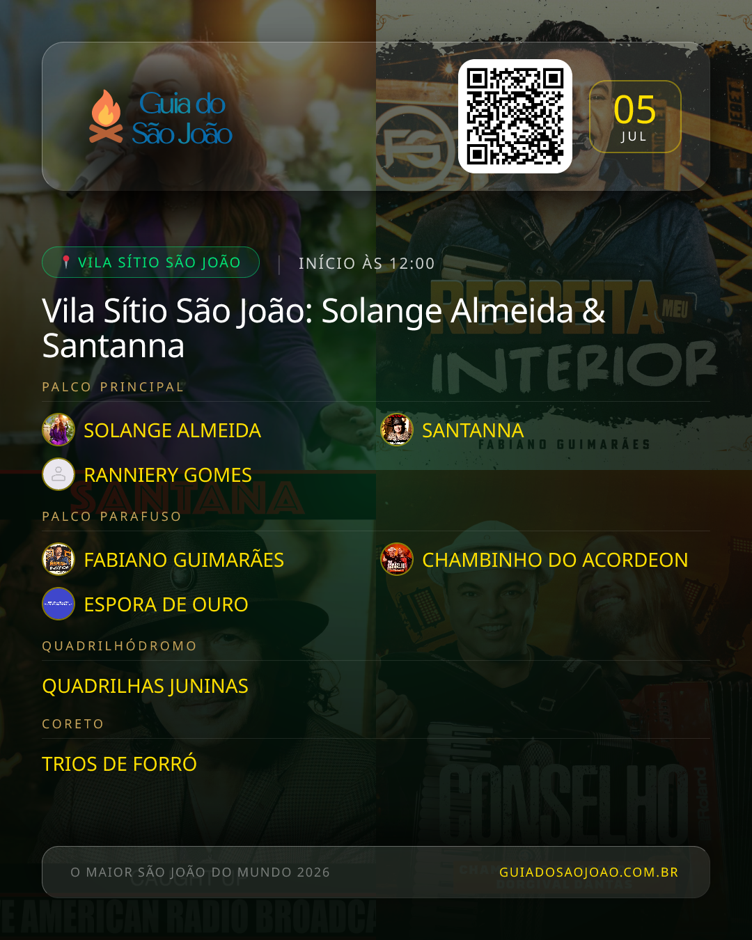 Card do evento Vila Sítio São João: Solange Almeida & Santanna