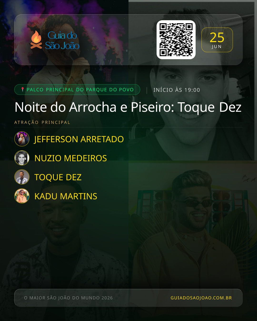 Card do evento Noite do Arrocha e Piseiro: Toque Dez