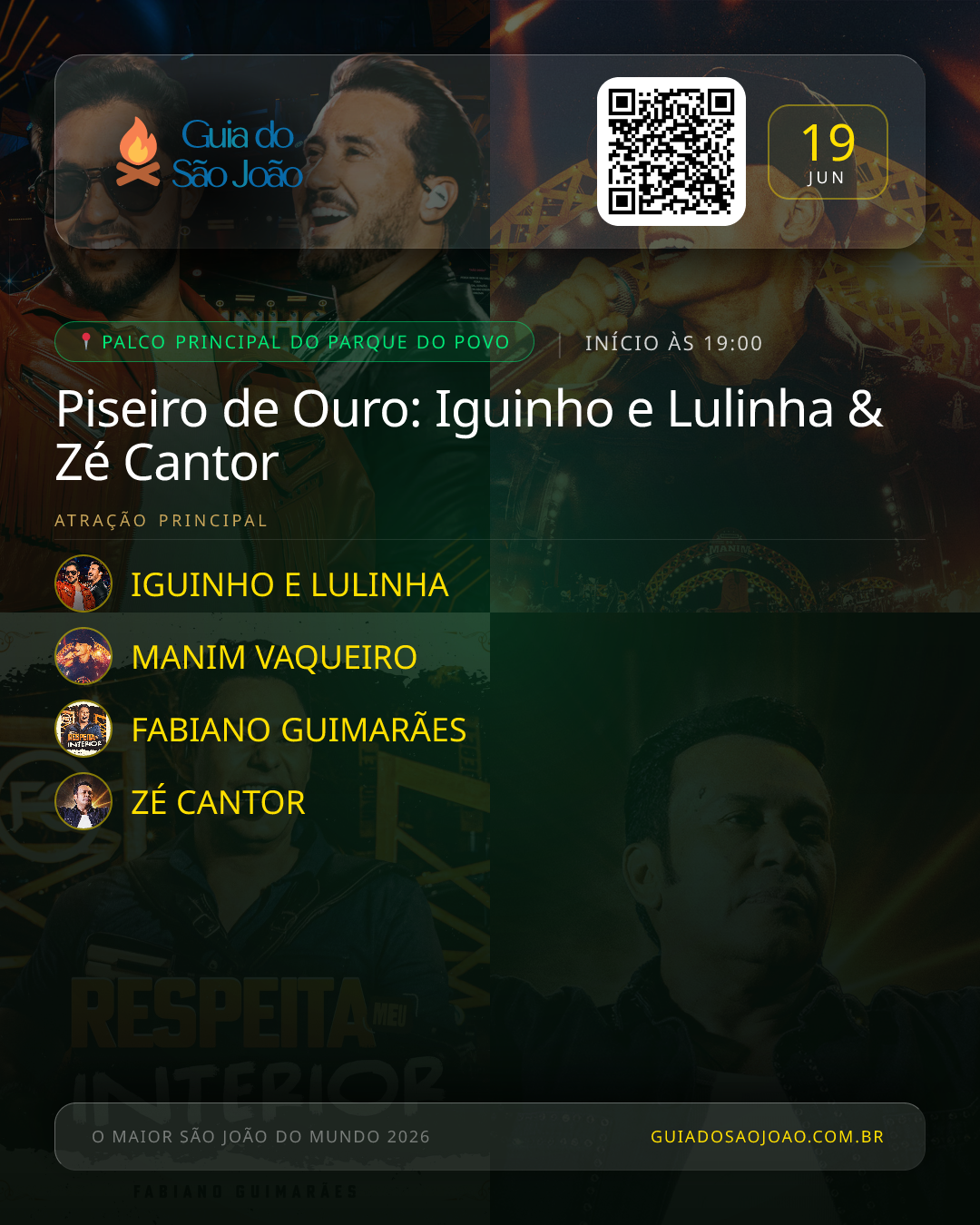 Card do evento Piseiro de Ouro: Iguinho e Lulinha & Zé Cantor