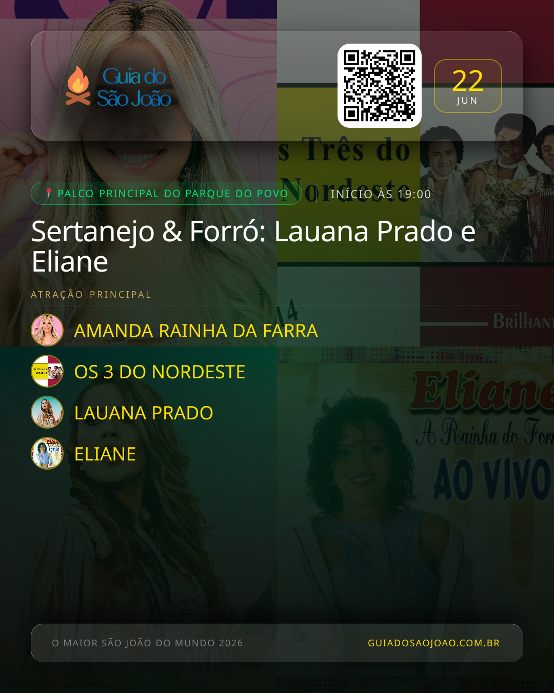 Card do evento Sertanejo & Forró: Lauana Prado e Eliane