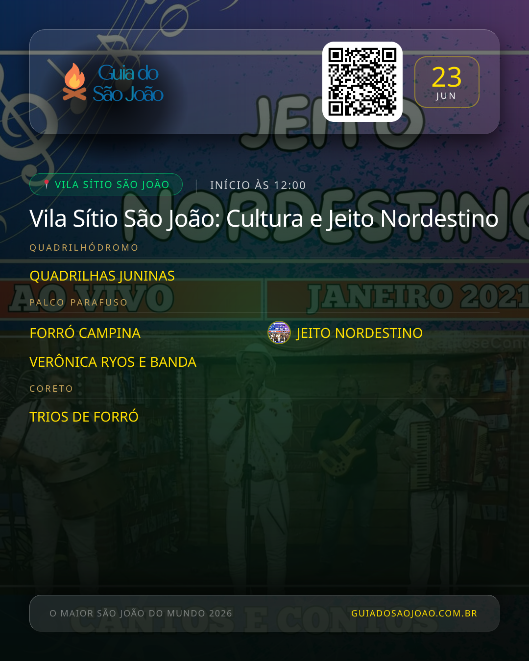 Card do evento Vila Sítio São João: Cultura e Jeito Nordestino