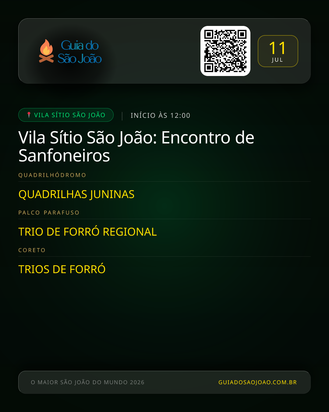 Card do evento Vila Sítio São João: Encontro de Sanfoneiros
