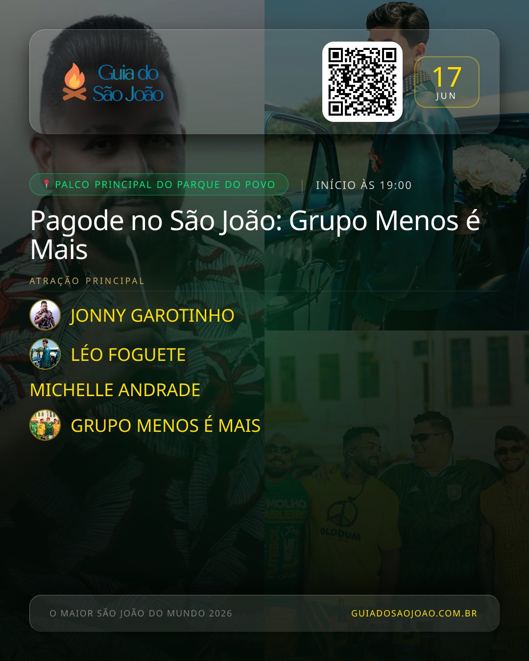 Card do evento Pagode no São João: Grupo Menos é Mais