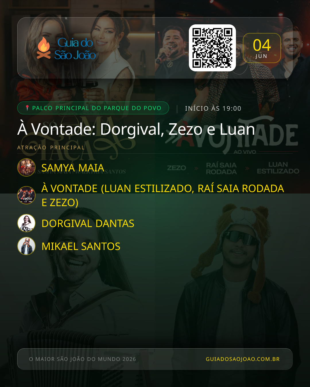 Card do evento À Vontade: Dorgival, Zezo e Luan