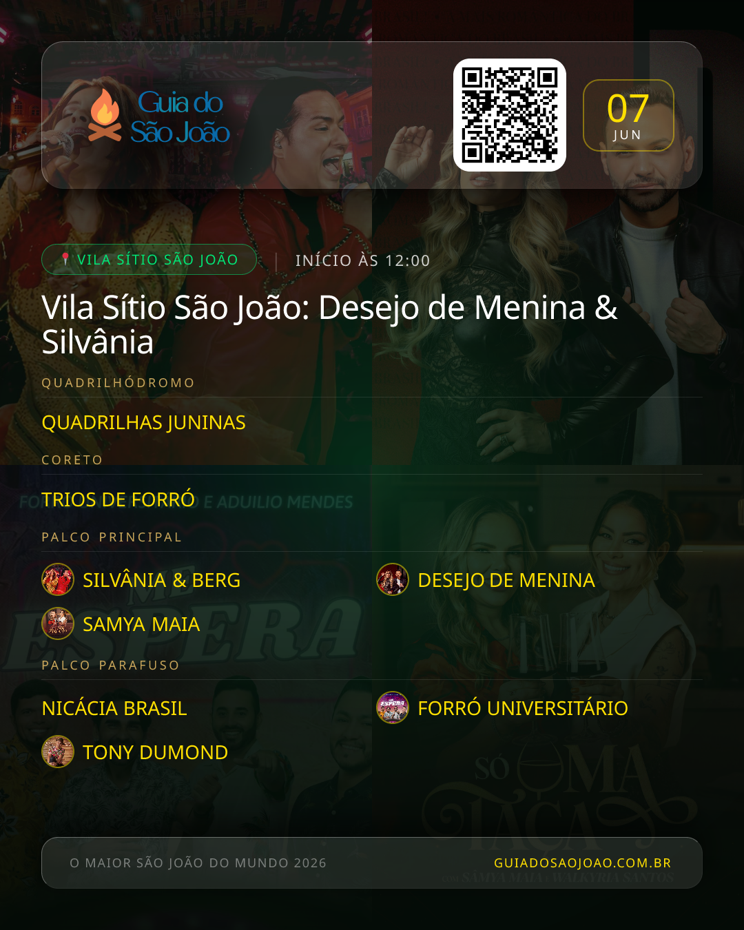 Card do evento Vila Sítio São João: Desejo de Menina & Silvânia