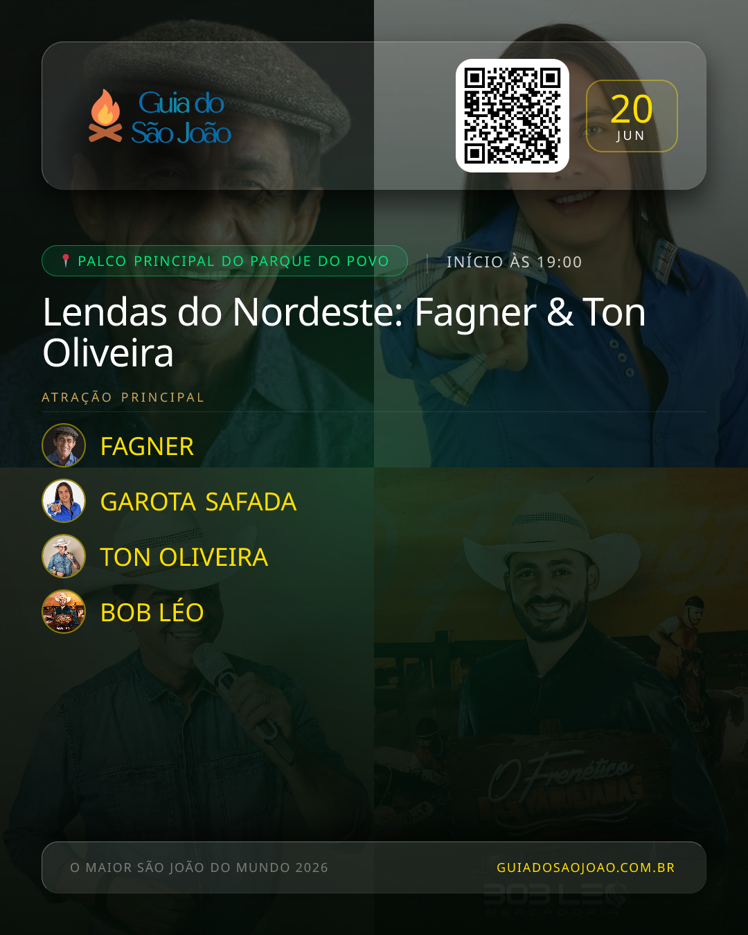Card do evento Lendas do Nordeste: Fagner & Ton Oliveira
