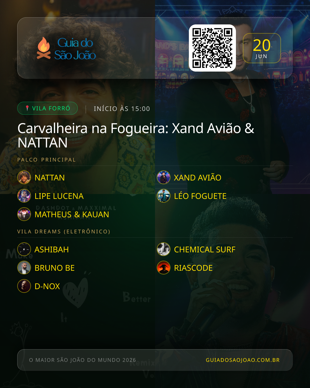 Card do evento Carvalheira na Fogueira: Xand Avião & NATTAN