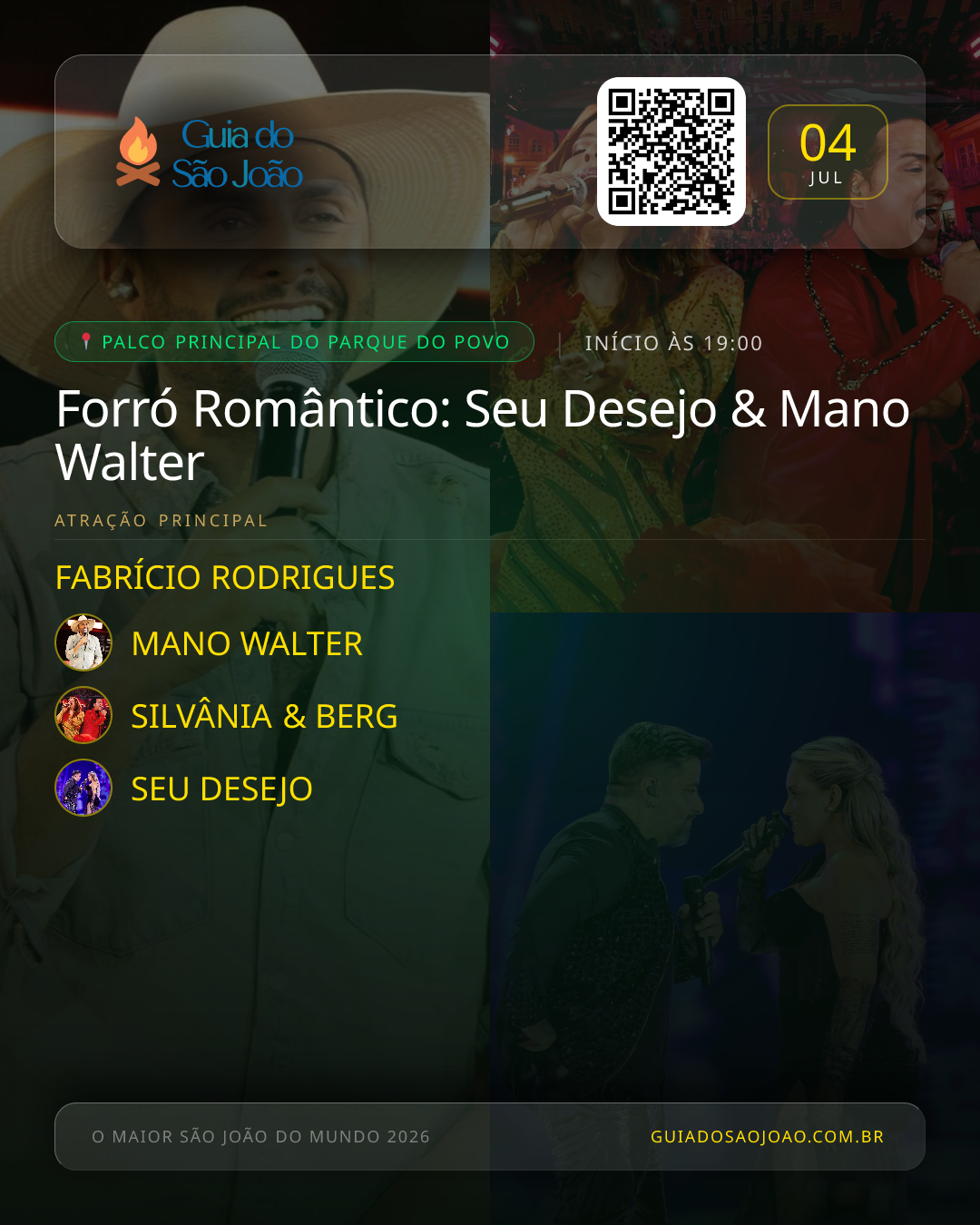 Card do evento Forró Romântico: Seu Desejo & Mano Walter