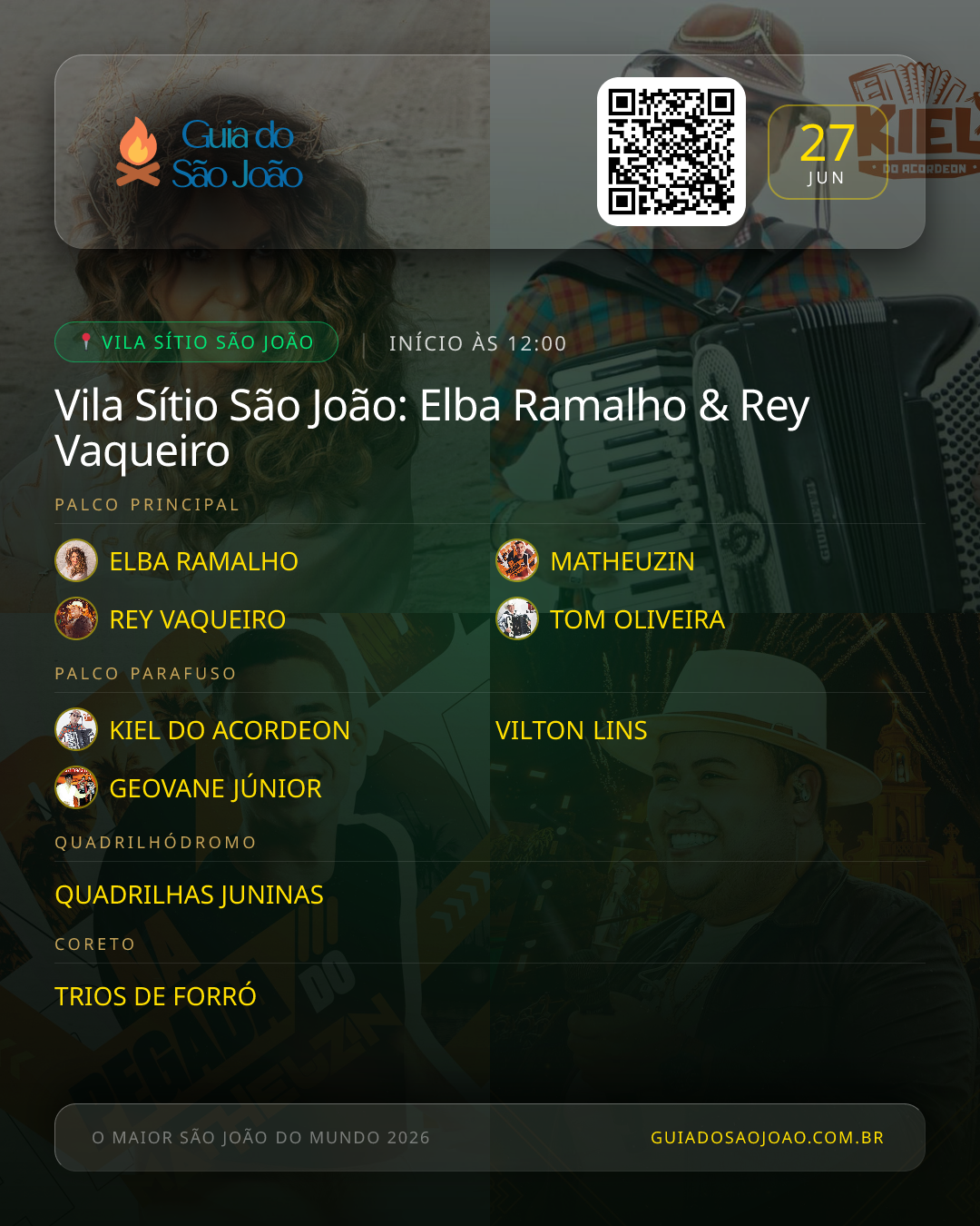 Card do evento Vila Sítio São João: Elba Ramalho & Rey Vaqueiro