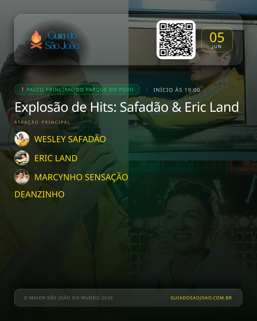 Card do evento Explosão de Hits: Safadão & Eric Land
