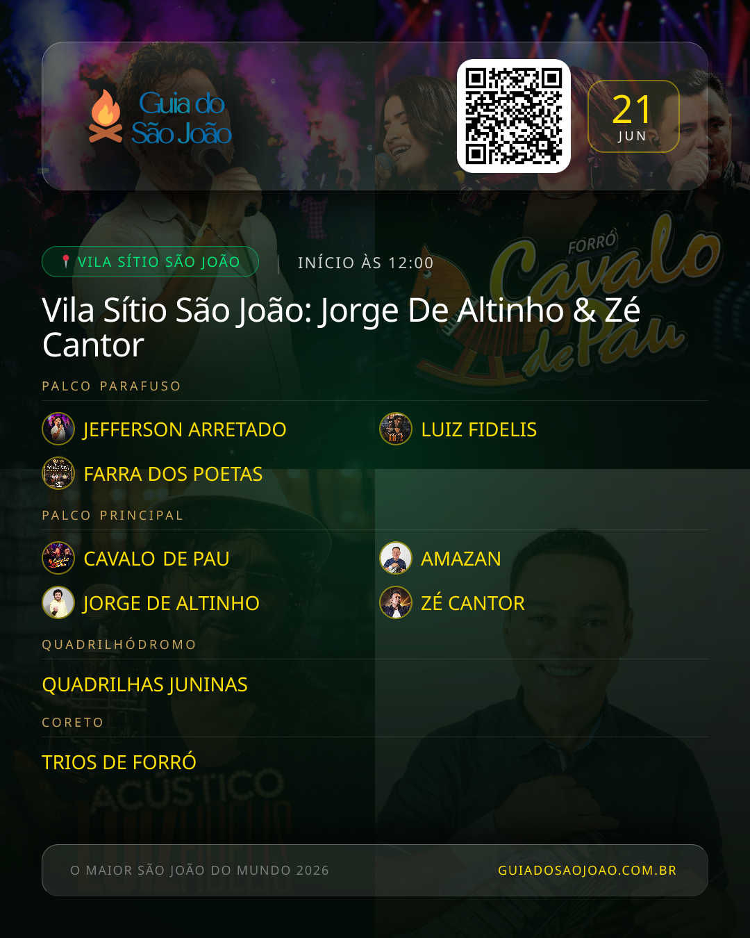 Card do evento Vila Sítio São João: Jorge De Altinho & Zé Cantor