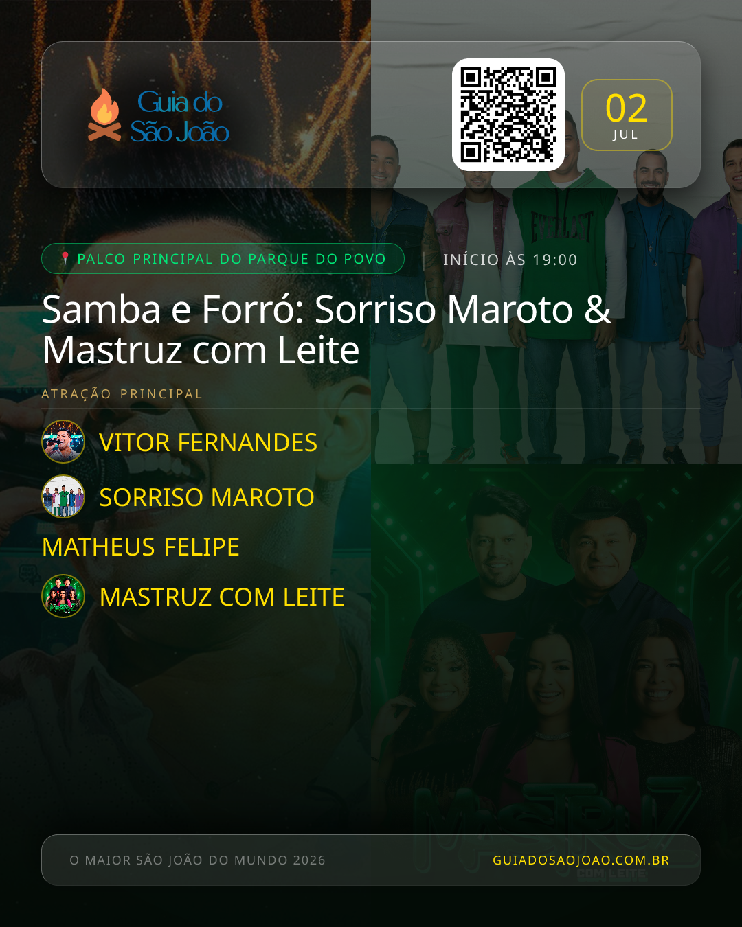 Card do evento Samba e Forró: Sorriso Maroto & Mastruz com Leite