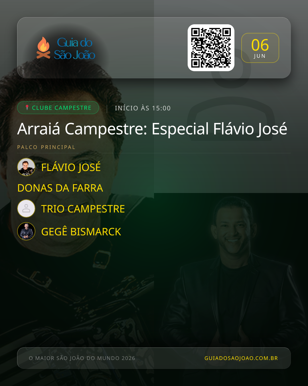 Card do evento Arraiá Campestre: Especial Flávio José