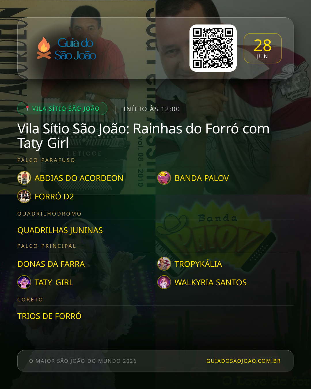 Card do evento Vila Sítio São João: Rainhas do Forró com Taty Girl