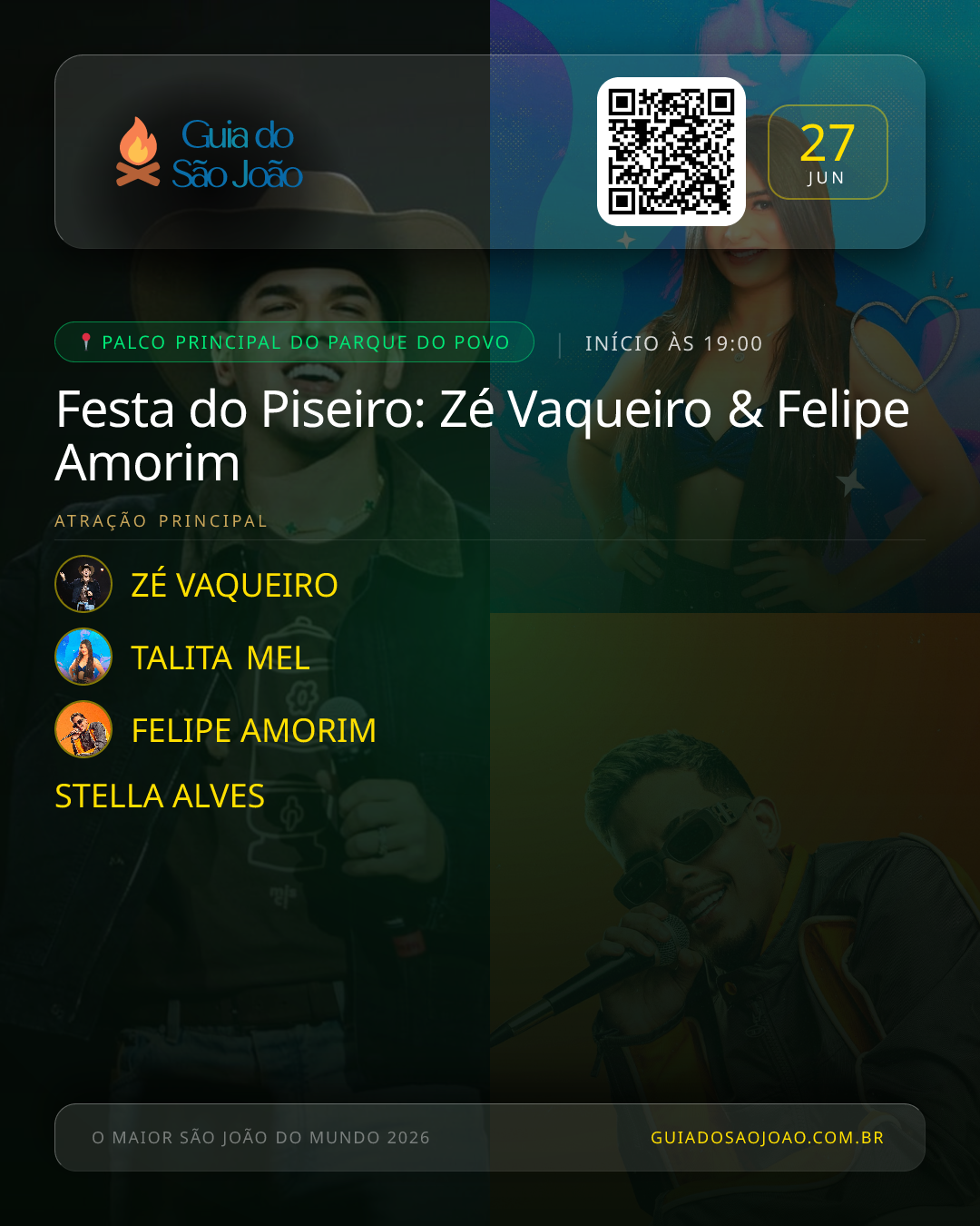 Card do evento Festa do Piseiro: Zé Vaqueiro & Felipe Amorim