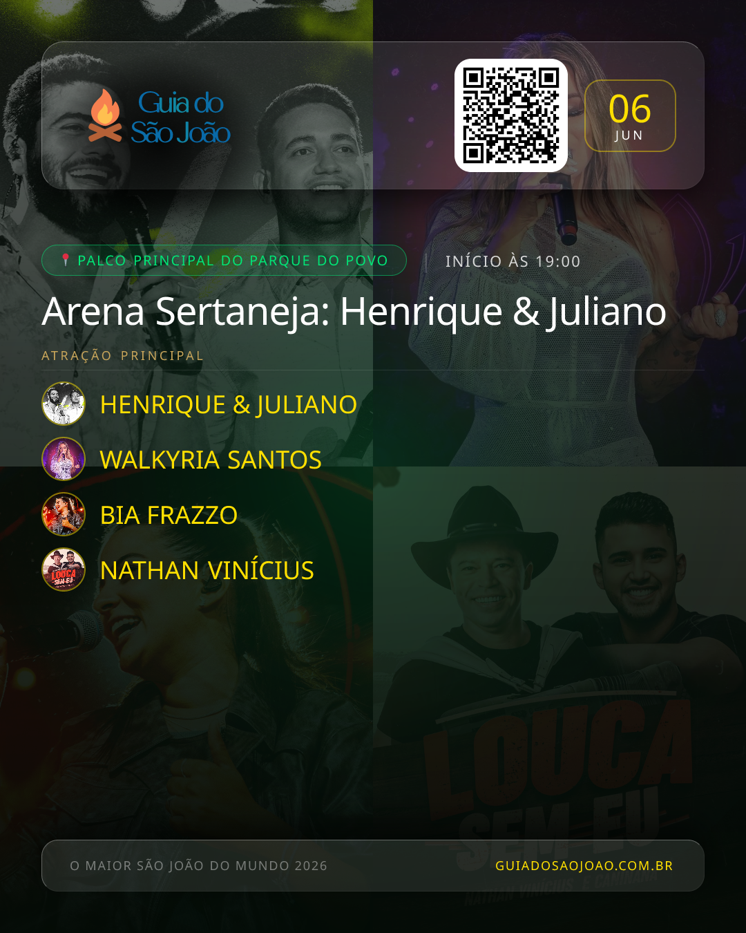 Card do evento Arena Sertaneja: Henrique & Juliano