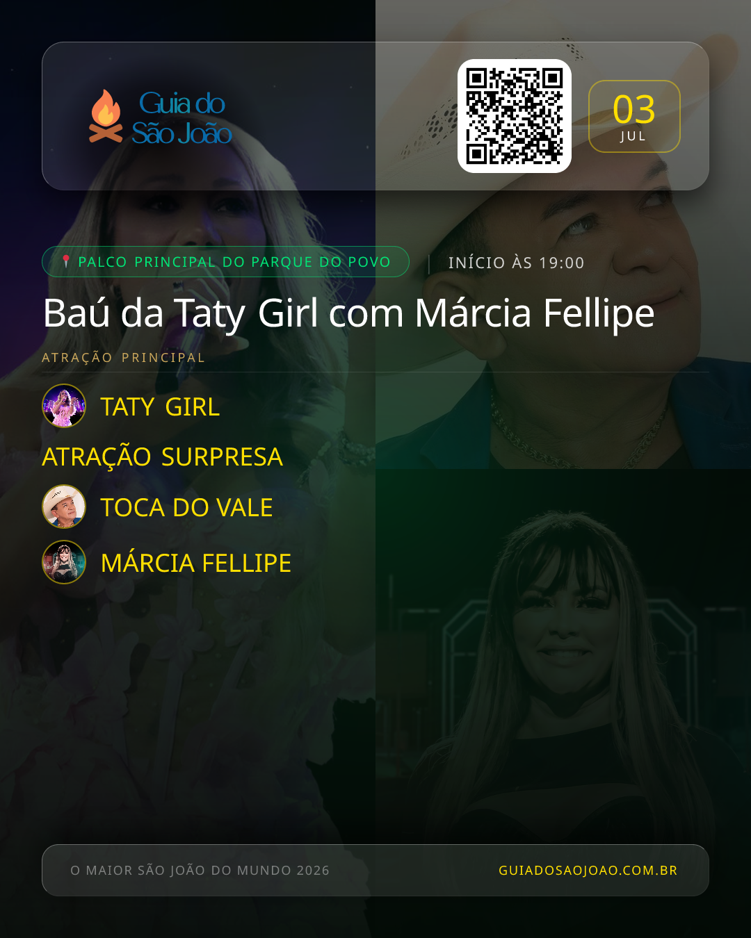 Card do evento Baú da Taty Girl com Márcia Fellipe
